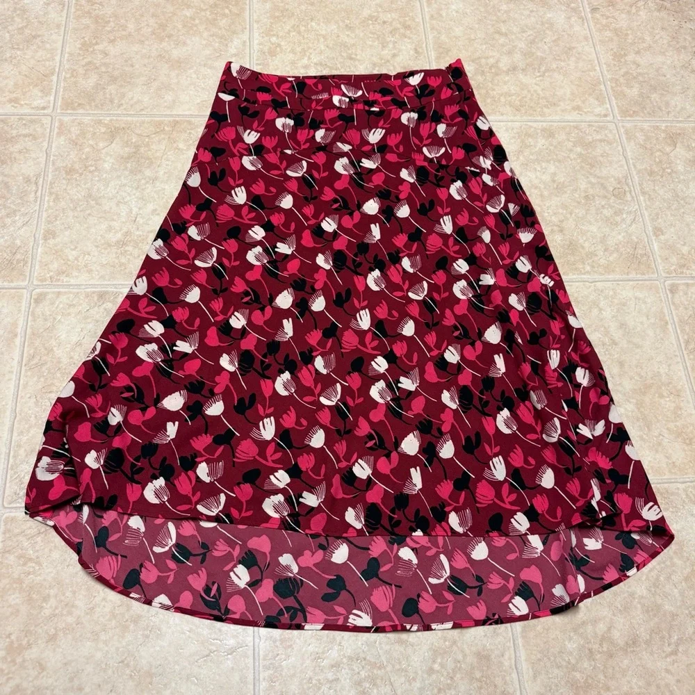 Cabi 4212 Corsage Floral Midi Skirt Size 8 Wine Blossom Print